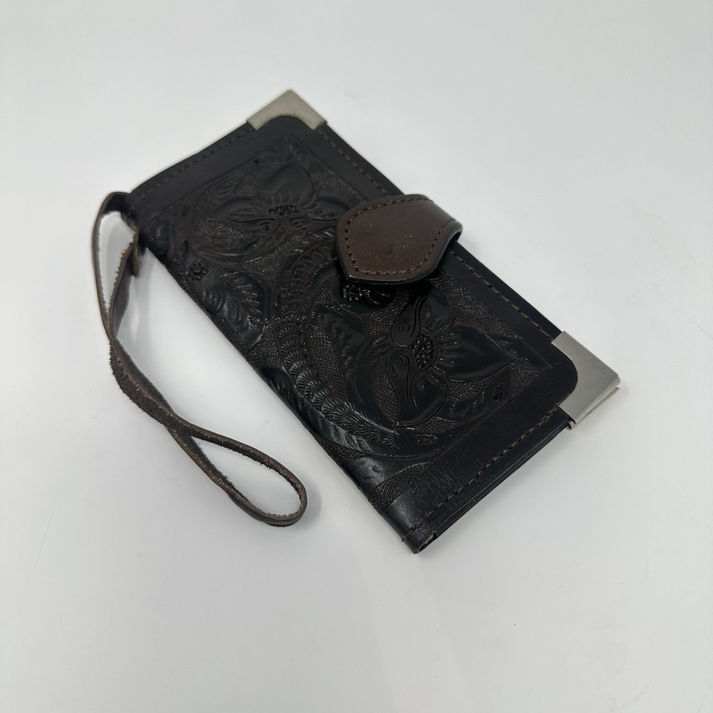 🤠 Vintage Tooled Leather Brown Rodeo Wallet Cowboy Western Style Card Holder